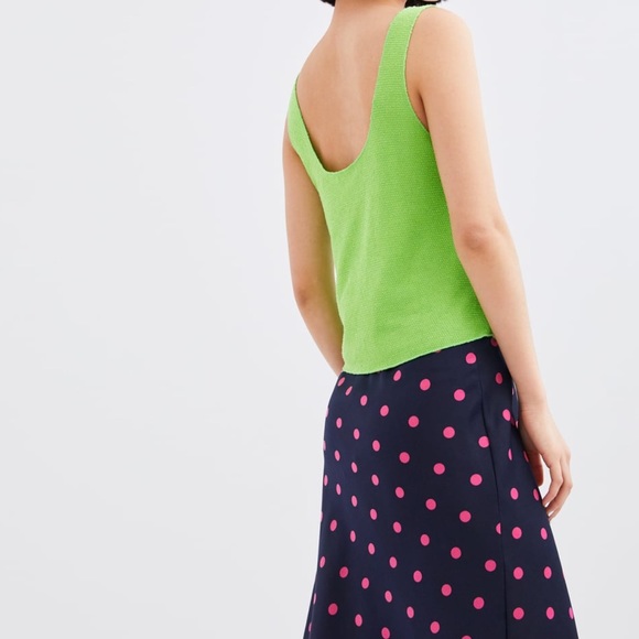 Zara Apple Green Rustic Texture Tank Top - Picture 2 of 6